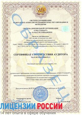 Образец сертификата соответствия аудитора №ST.RU.EXP.00006191-3 Котовск Сертификат ISO 50001
